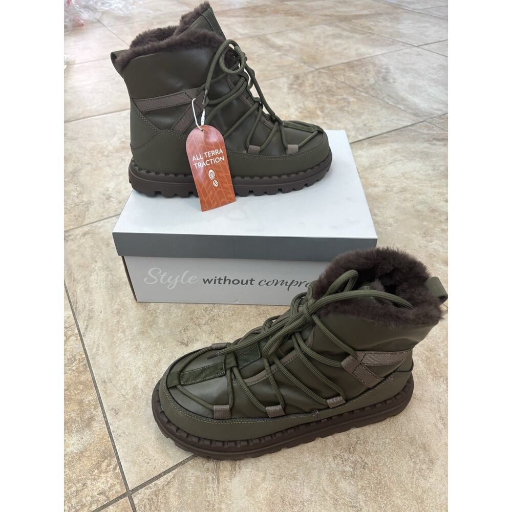 Jambu Nora Water Resistant Winter Boots Olive Faux Fur Women’s Size 9 New Box